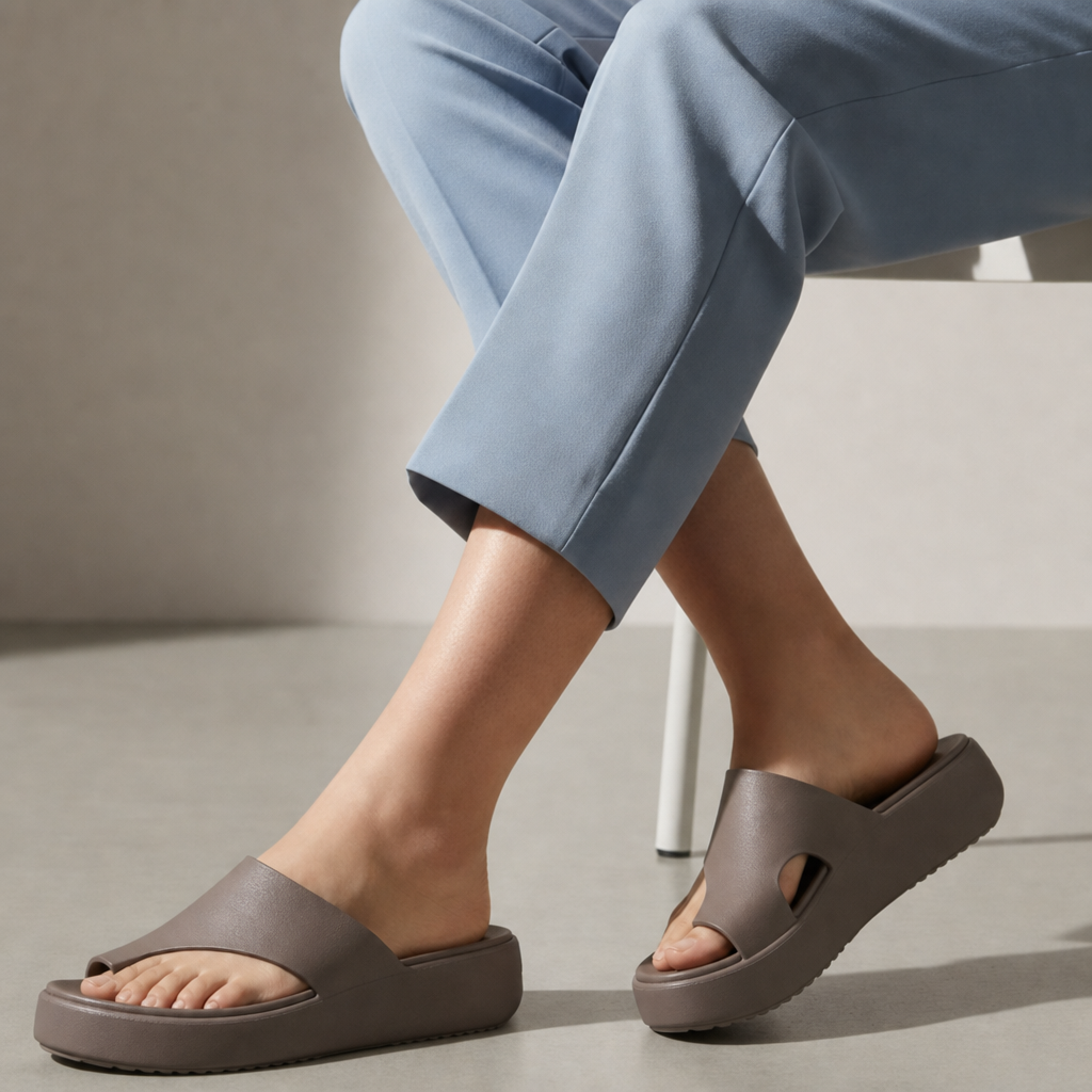 Camogli Platform Toe Loop Sandals in Khaki