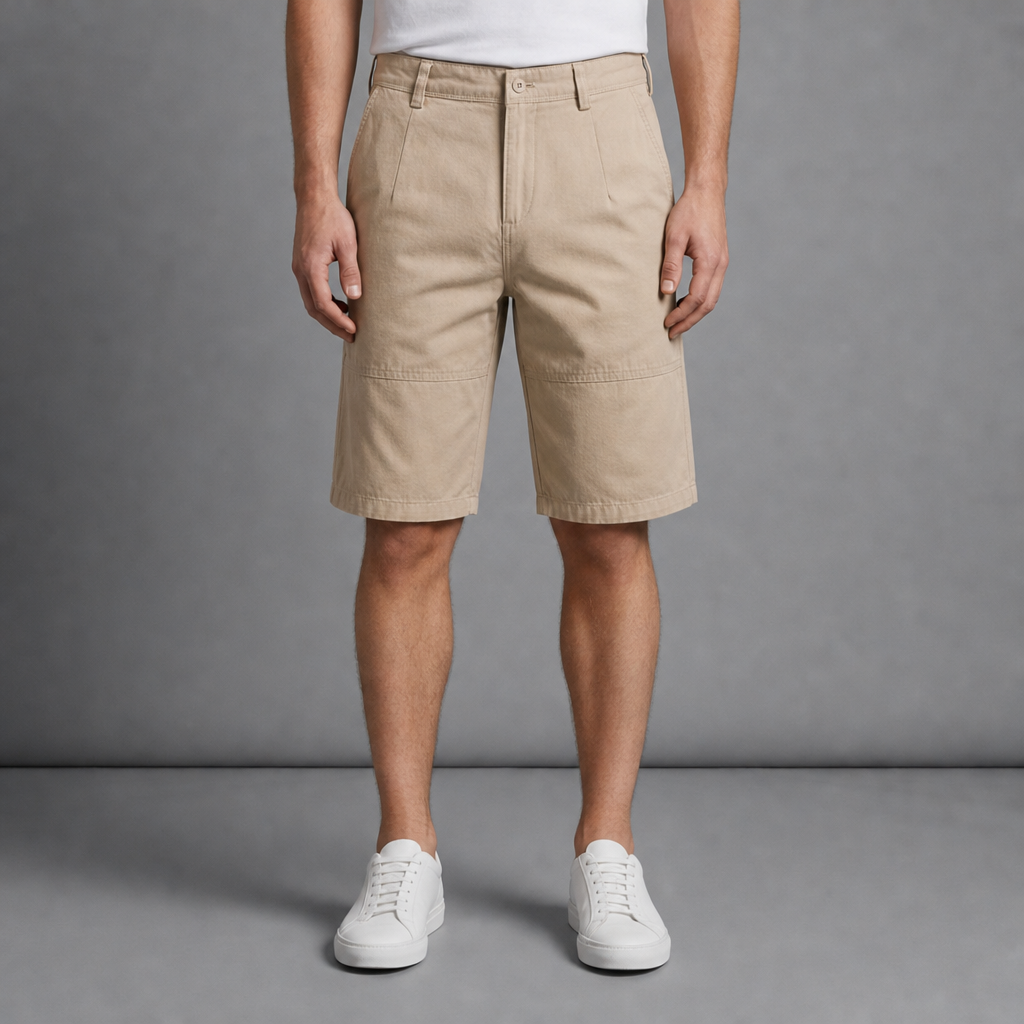 Denia Cotton Chino Shorts in Khaki