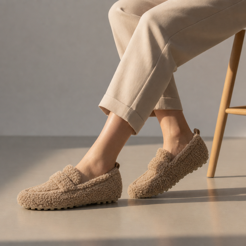 Merano Sherpa Fleece Loafers in Khaki