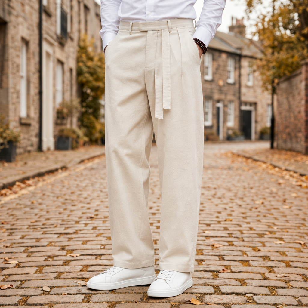 Eze Relaxed Wide-Leg Pants in Khaki