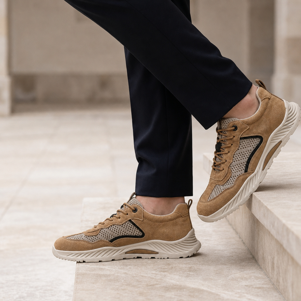 Bandol Suede Mesh Sneakers in Khaki