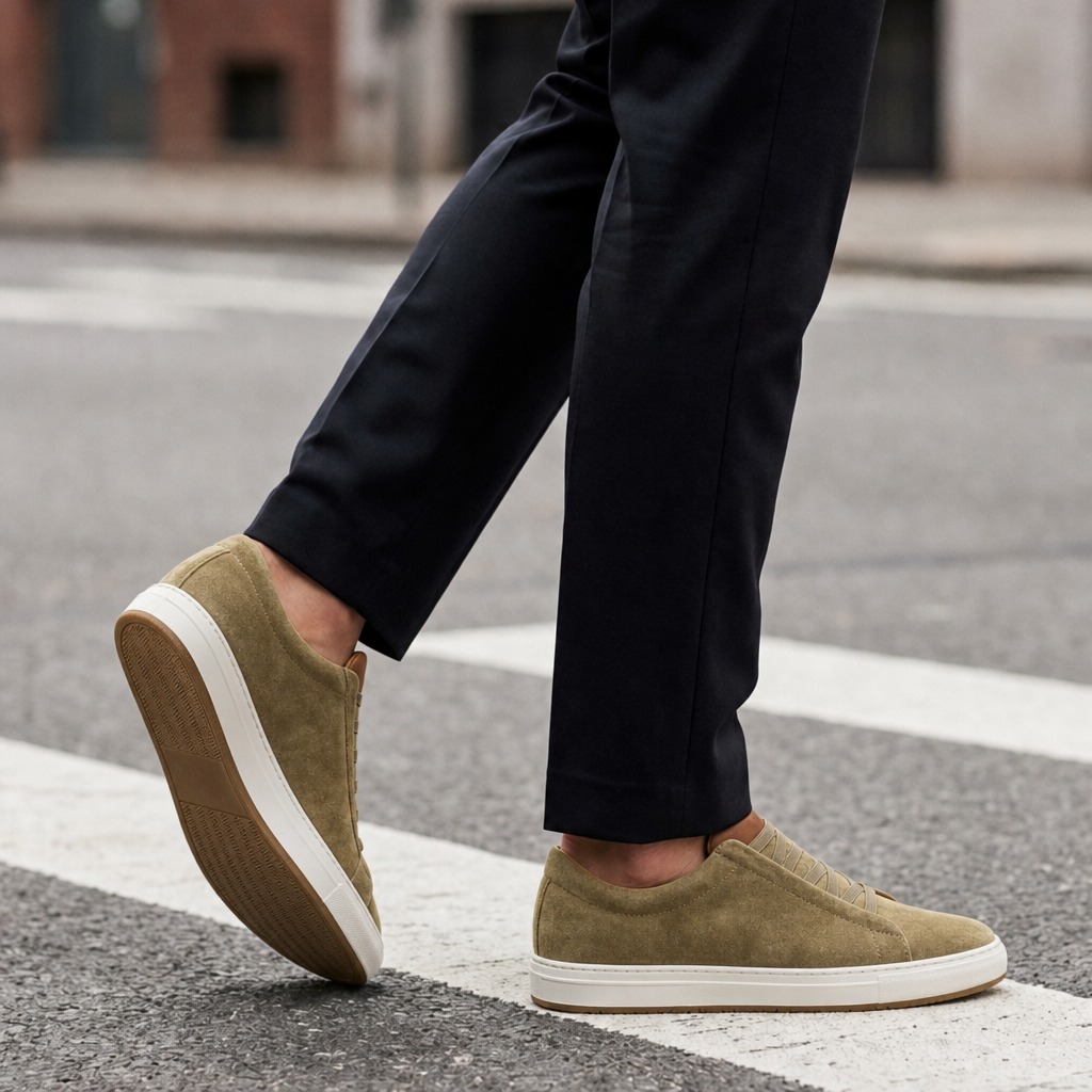 Segovia Suede Slip-On Sneakers in Khaki