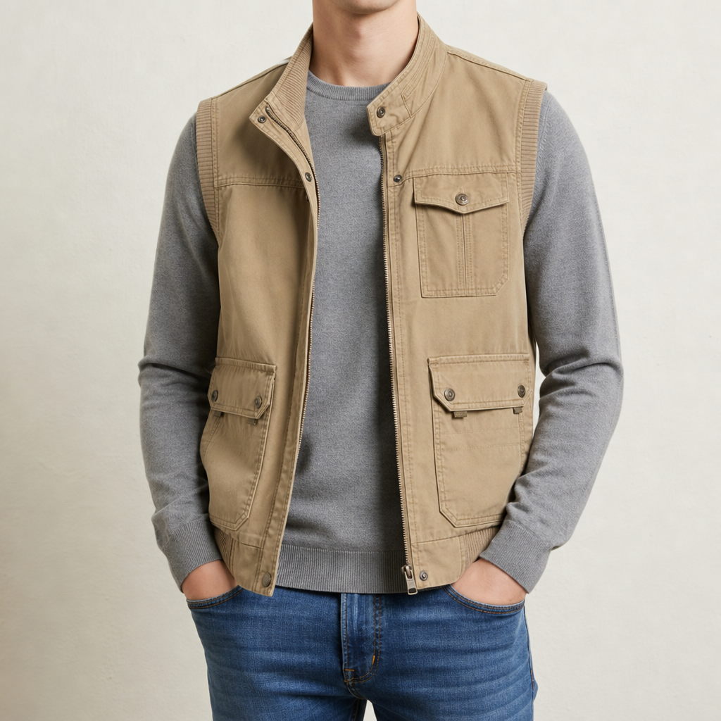 Jacoba Vintage Vest in Khaki