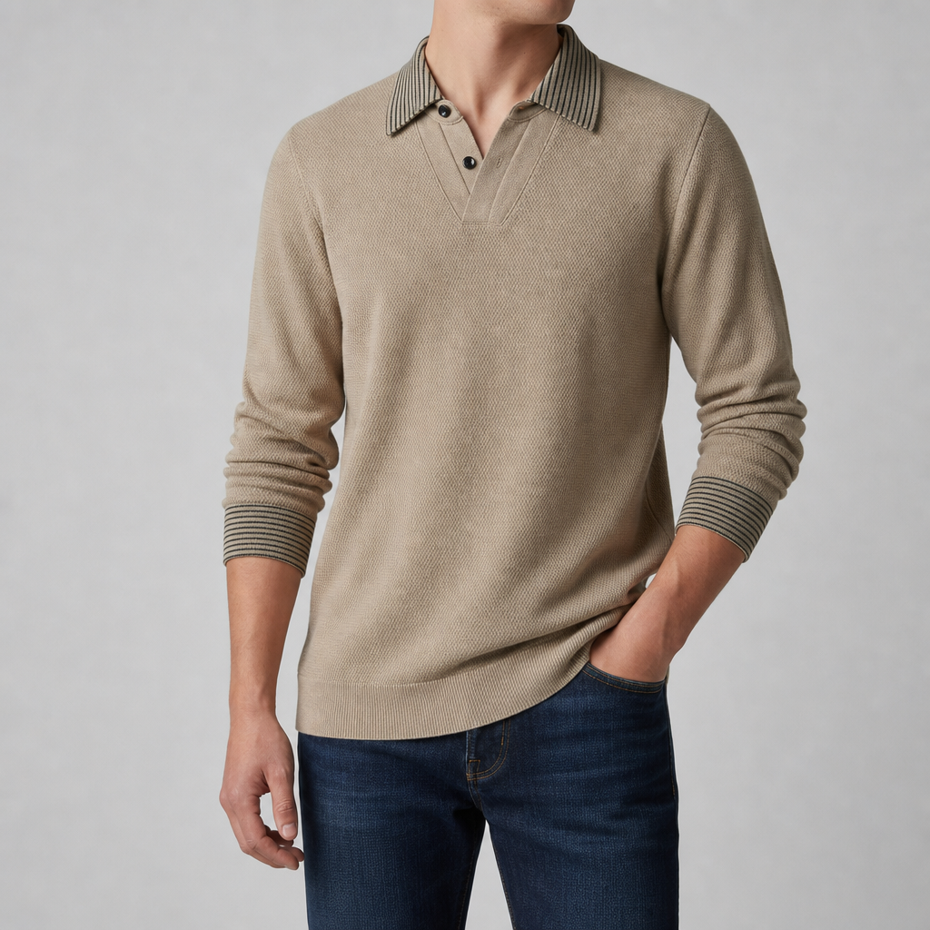 Skiathos Fleece Knit Sweater Shirt in Khaki