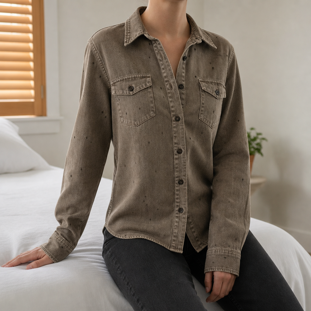 Lourmarin Vintage Washed Western Shirt in Khaki