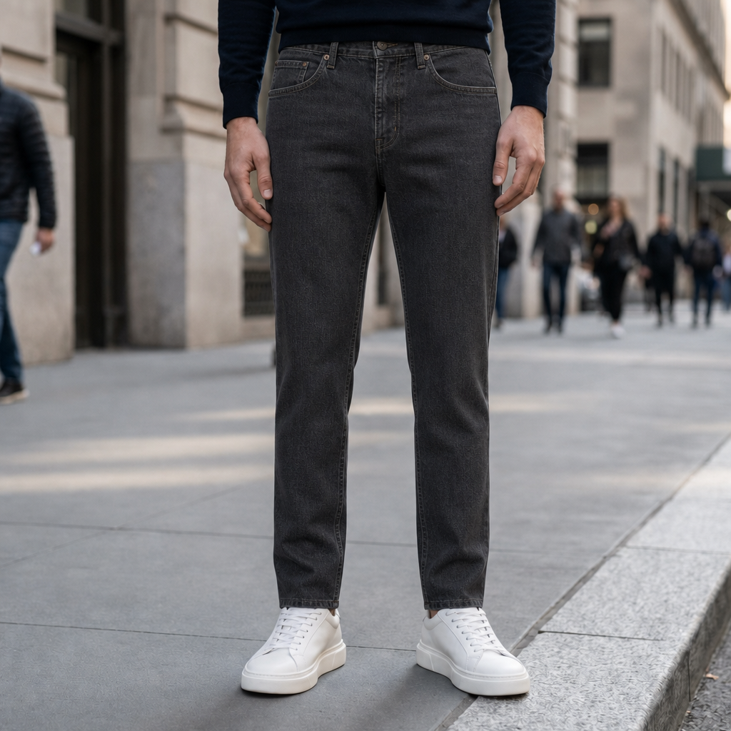 Santorini Straight Leg Denim Jeans in Light Black