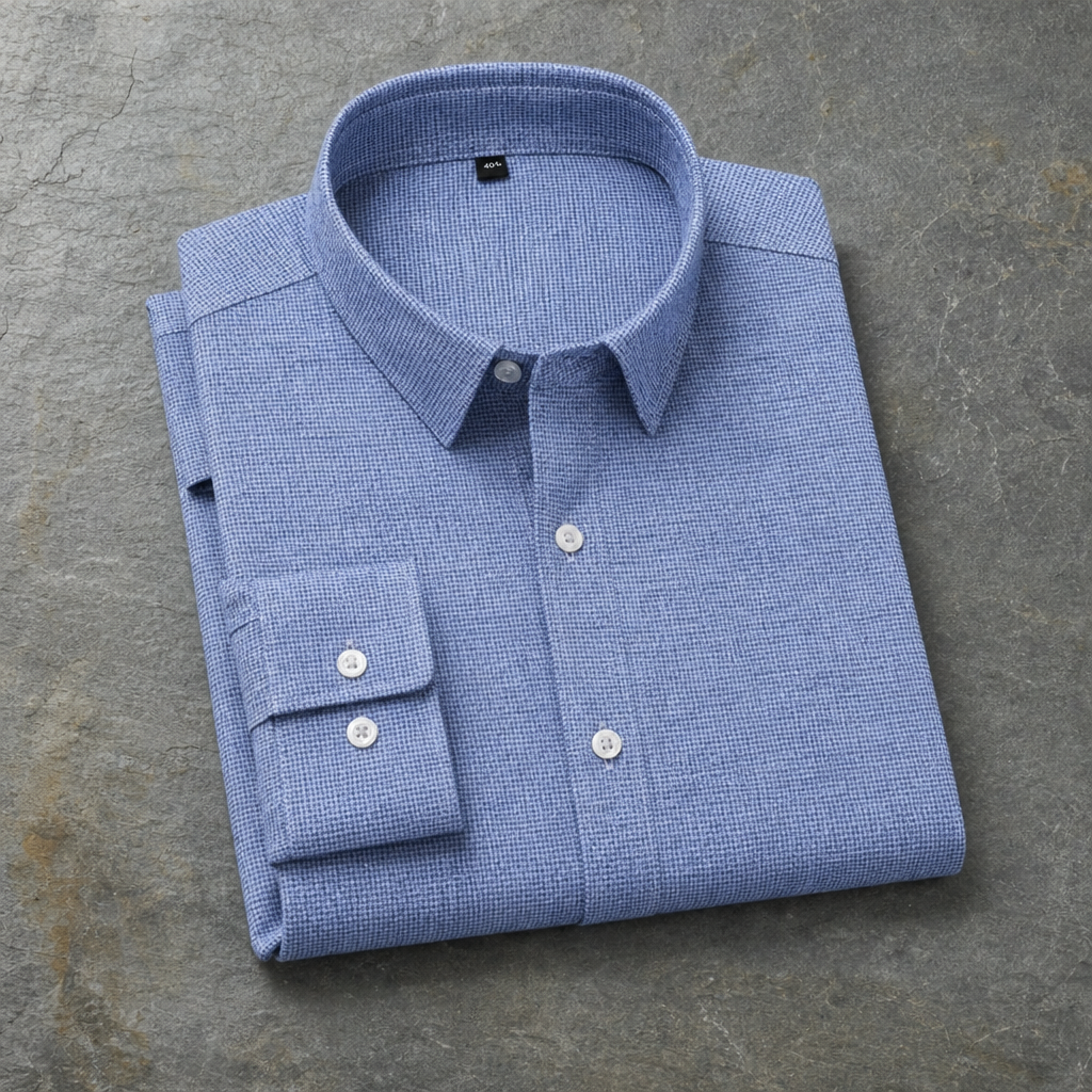 Treviso Houndstooth Cotton Shirt in Light Blue