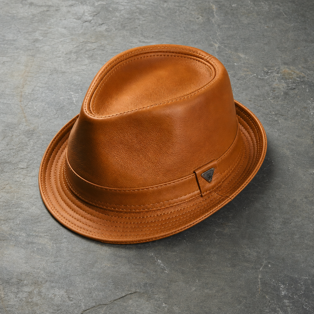 Dubrovnik Leather Bucket Hat in Light Brown