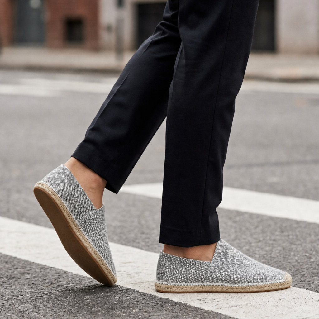 Braga Linen Canvas Espadrilles in Light Gray