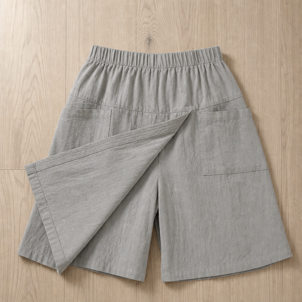 Alassio Wrap-Front Casual Skort in Light Gray