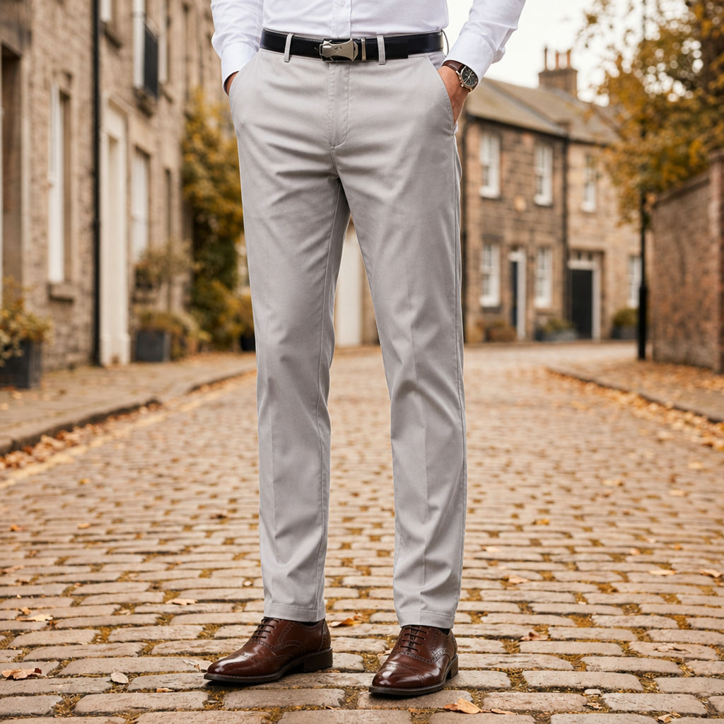 Perugia Slim Fit Dress Pants in Light Gray