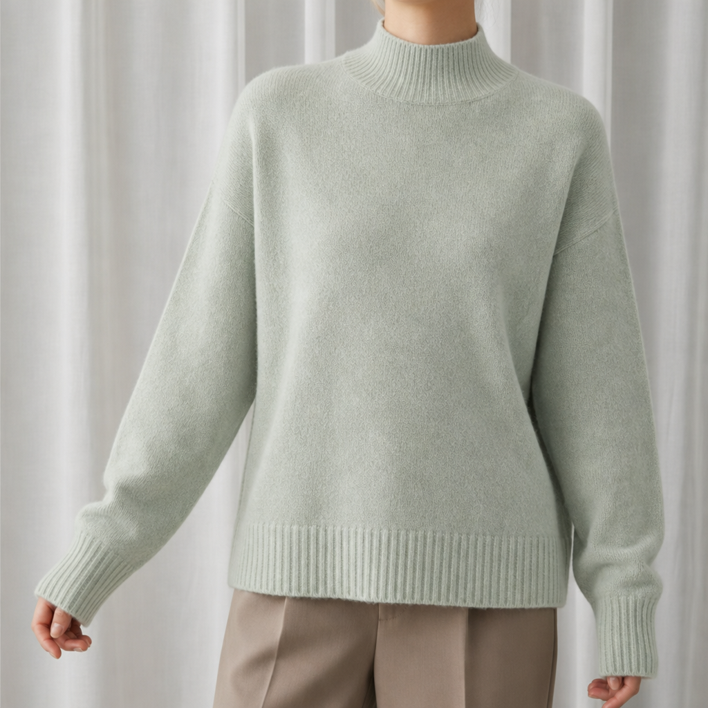 Biot Soft Mock Neck Sweater in Light Green