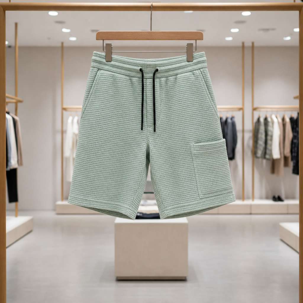 LosBlancos Waffle Shorts in Light Green
