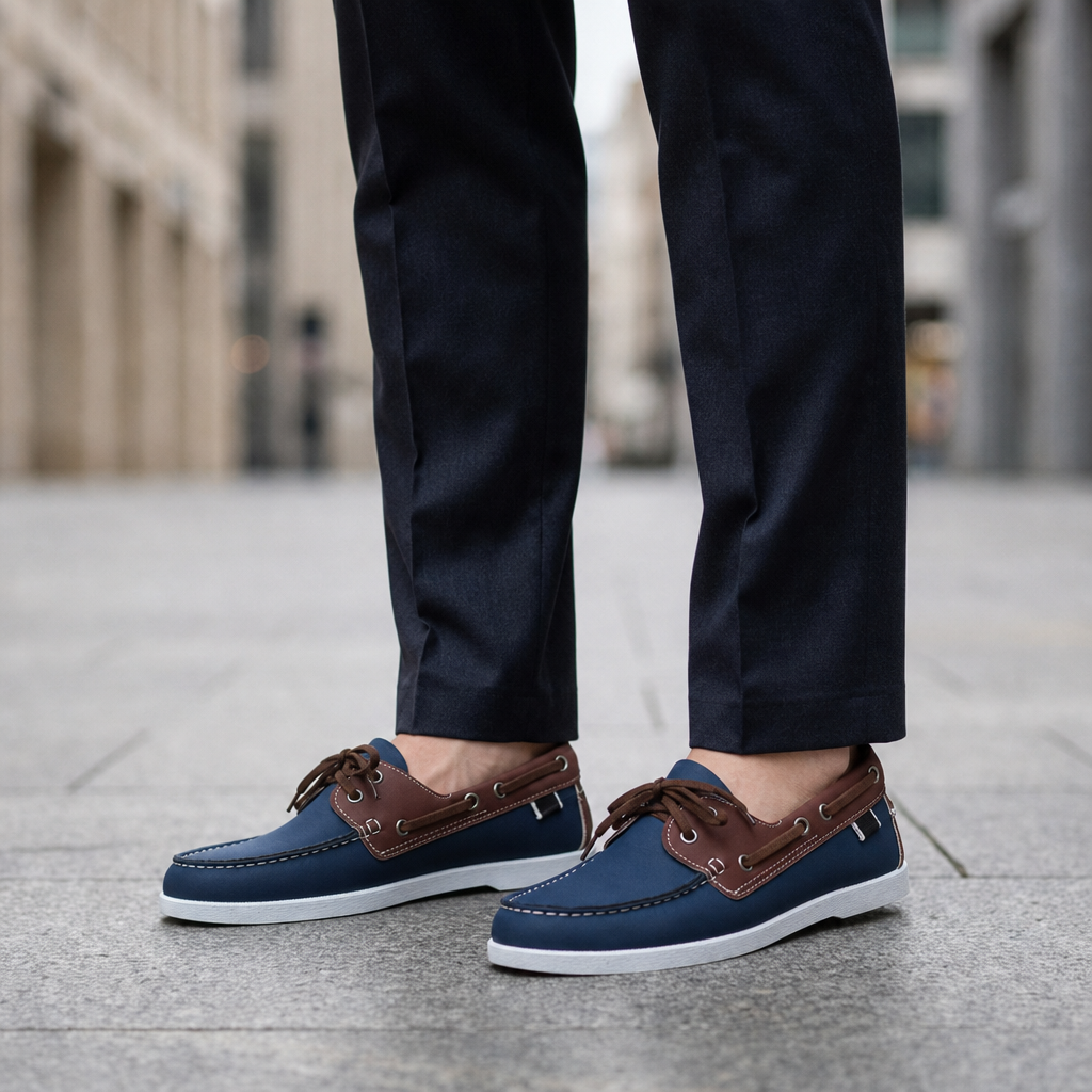 Seville Leather Lace-Up Boat Shoes in Marine