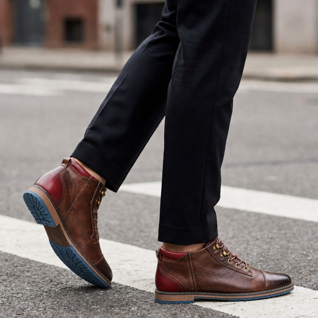 Silves Vintage Leather Ankle Boots in Merlot Bronze