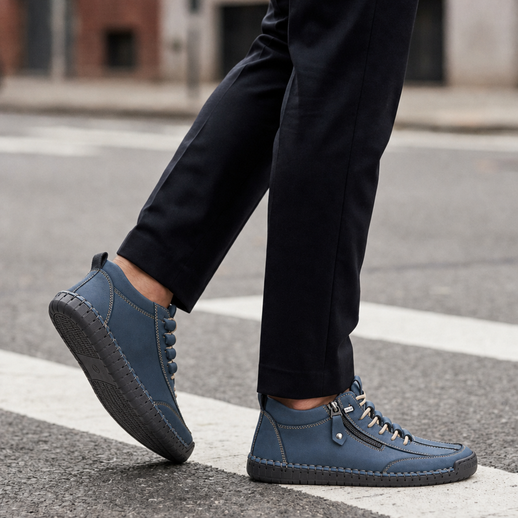 Rab Leather Lace-Up Boots in Midnight Blue