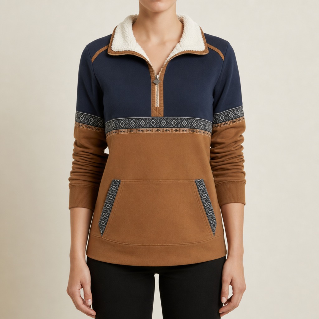 Delphi Aztec Colorblock Quarter-Zip in Multi-colored