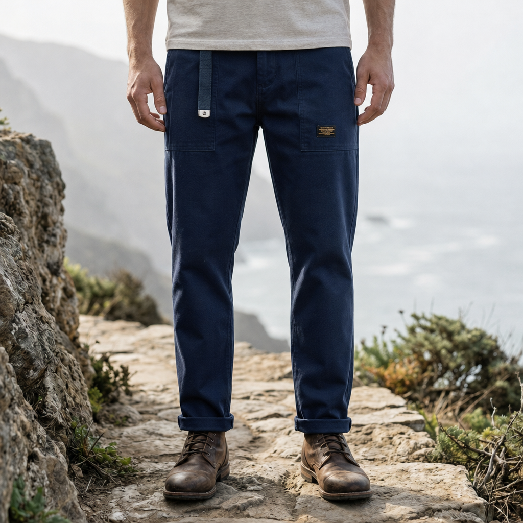 Rhodes Cotton Utility Pants in Navy Blue