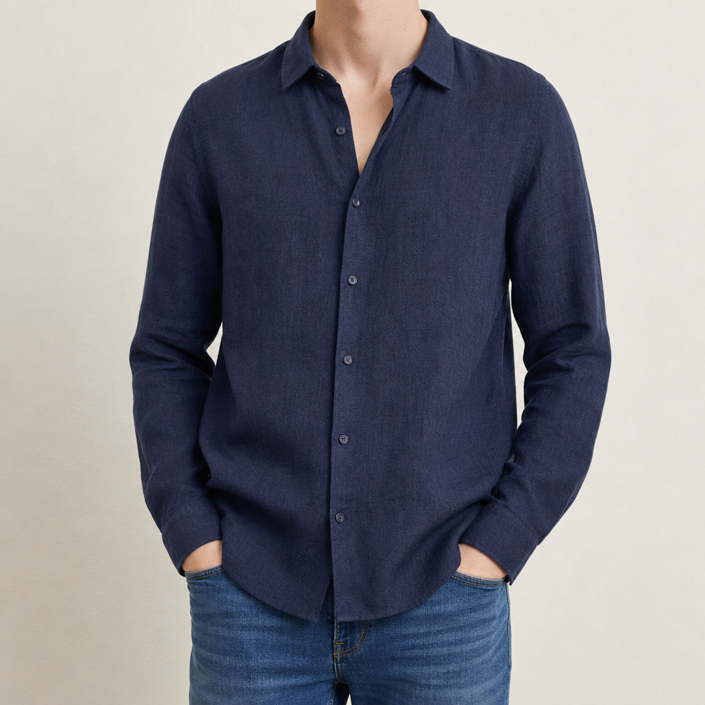 Napoli Long Sleeve Shirt in Navy Blue