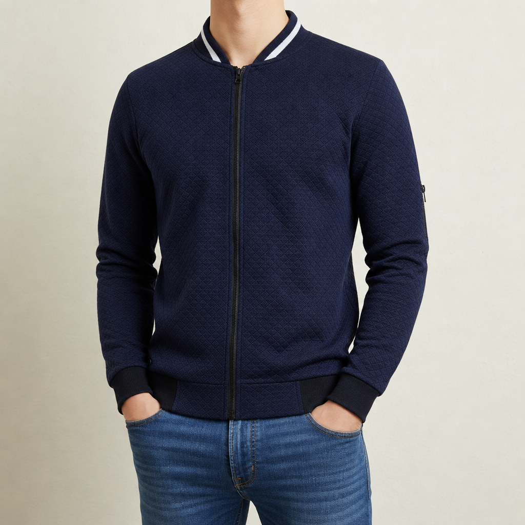 Maigellos Plain Hoodie Cardigan in Navy Blue