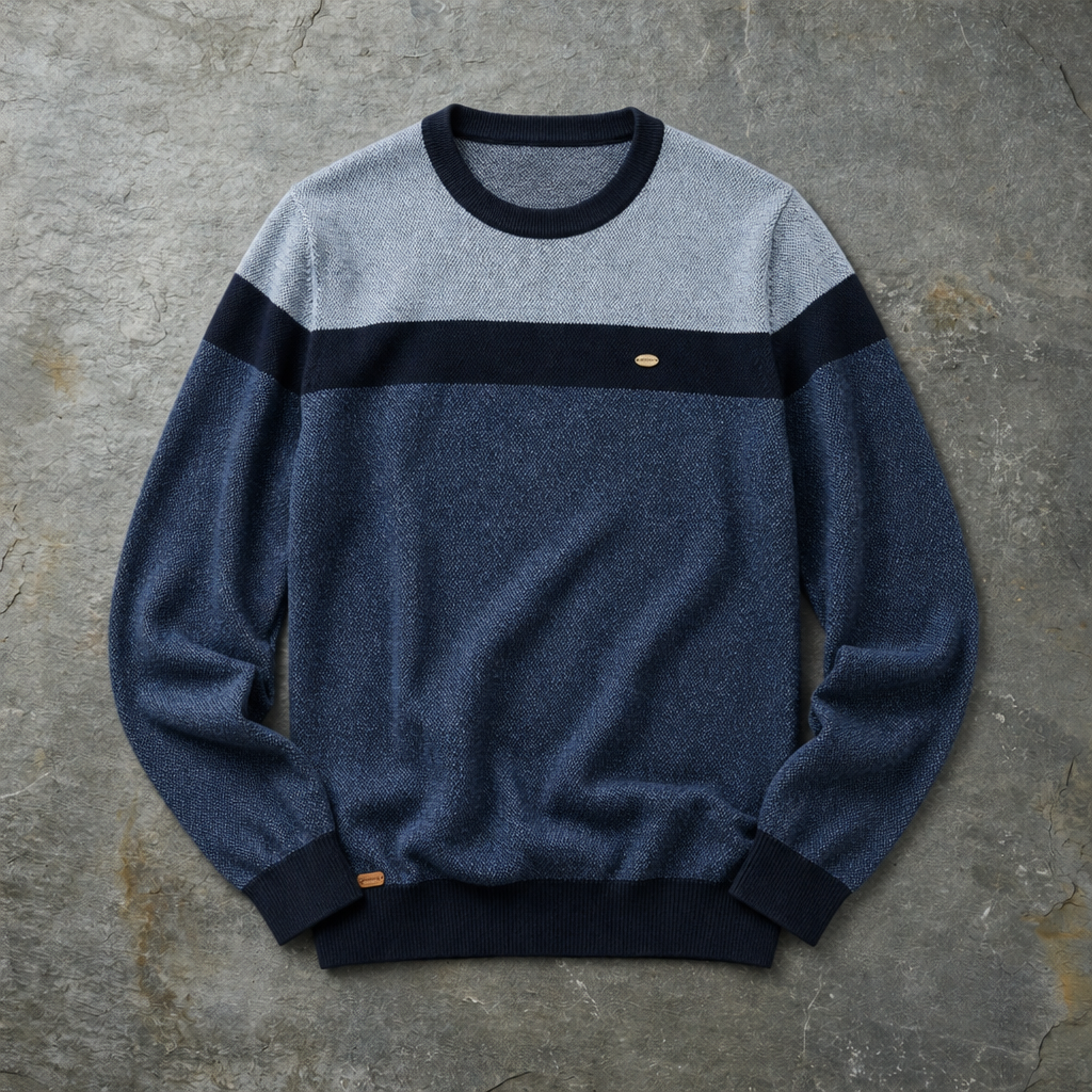 Ios Striped Crewneck Sweater in Navy
