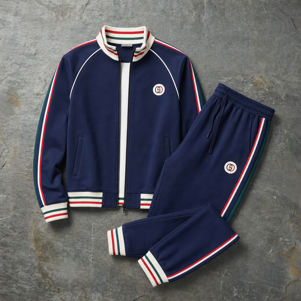 Olhao Striped Zip Tracksuit Set in Navy