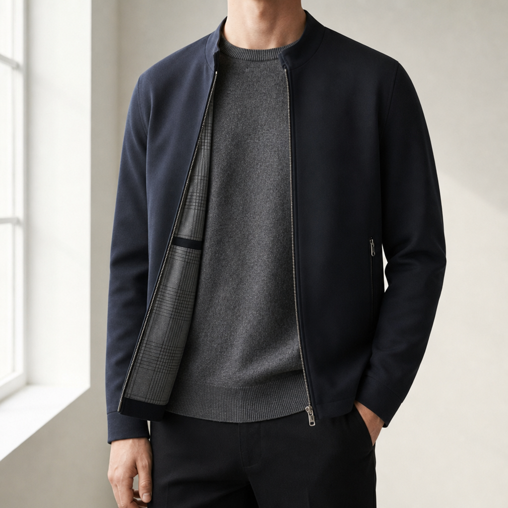 Harrington Stand Collar Jacket in Navy