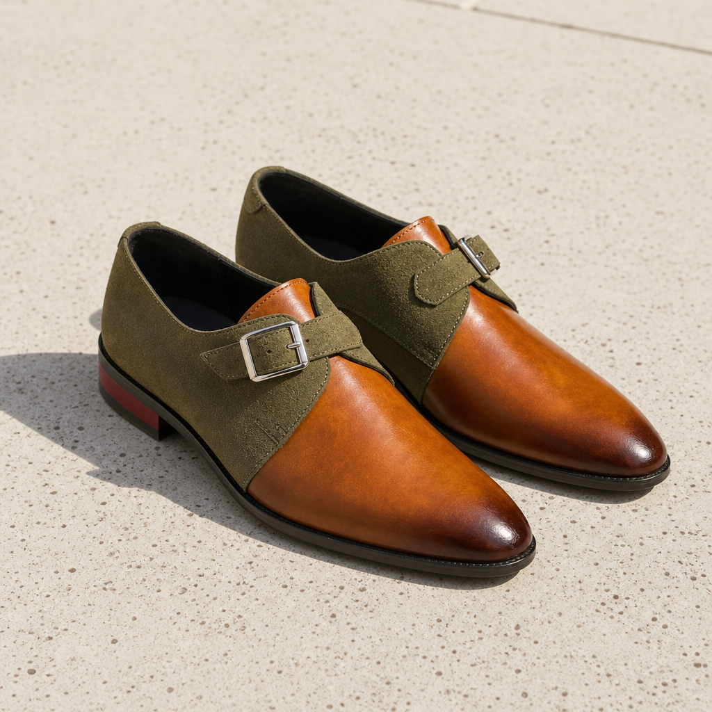 Oviedo Two-Tone Monk Strap in Olive