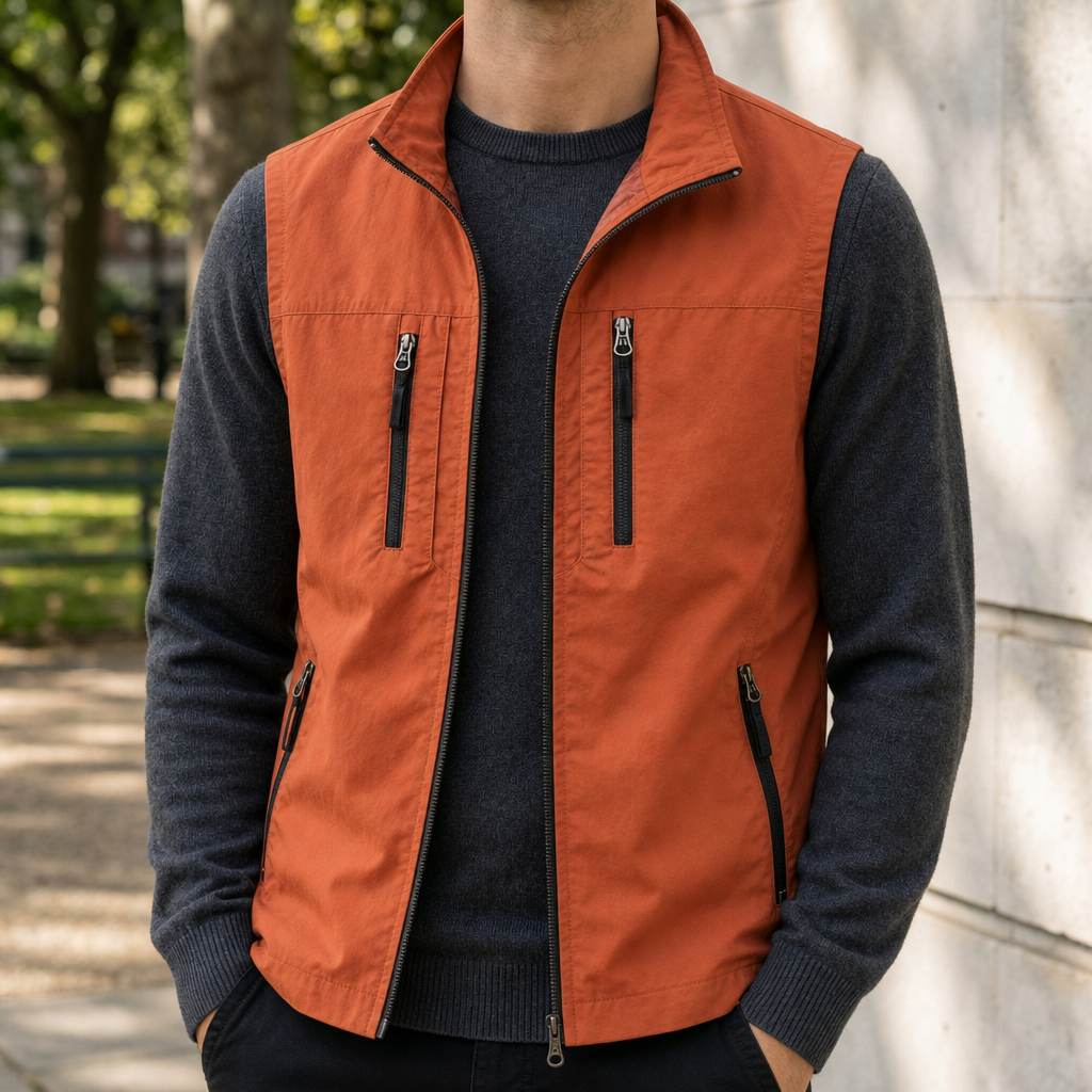 Roquebrune Multi-Pocket Utility Vest in Orange
