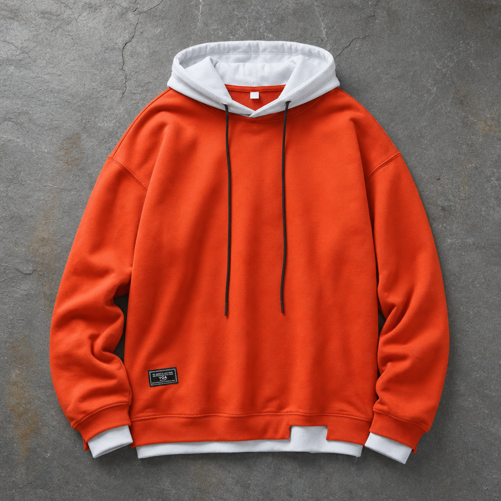 Sanlucar Contrast Hood Pullover Hoodie in Orange