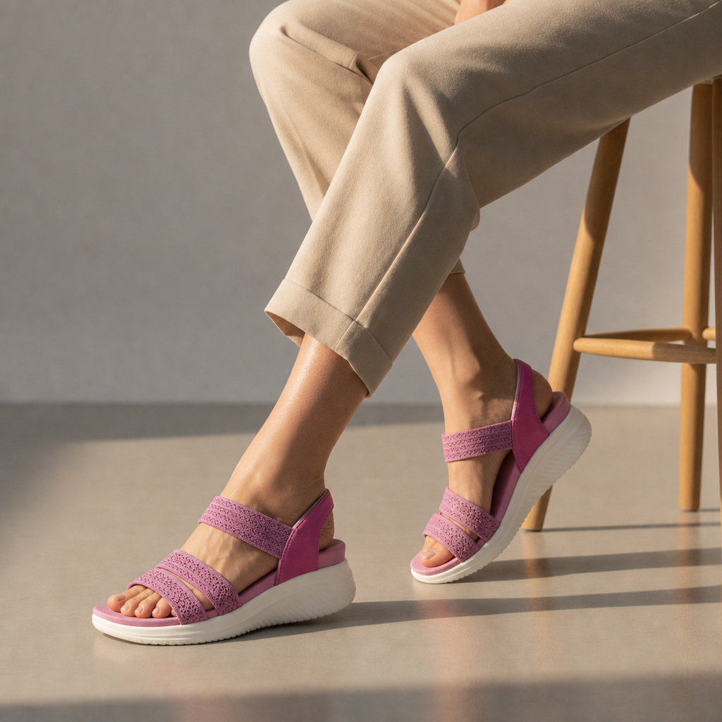 Rimini Orthopedic Knit Sandals in Pink
