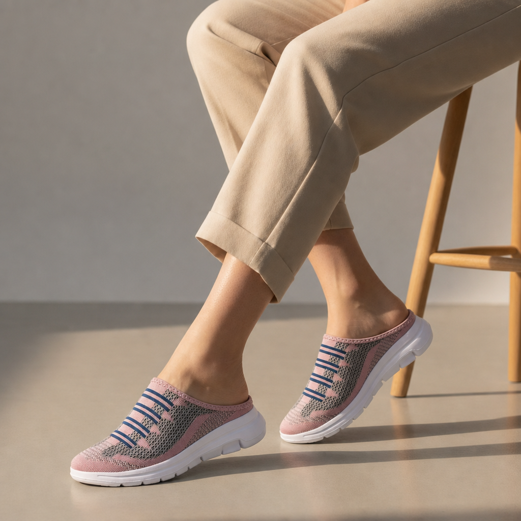 Sifnos Mesh Knit Mule Sneakers in Pink