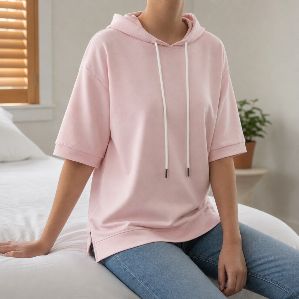 Nazare Short Sleeve Hoodie in Pink