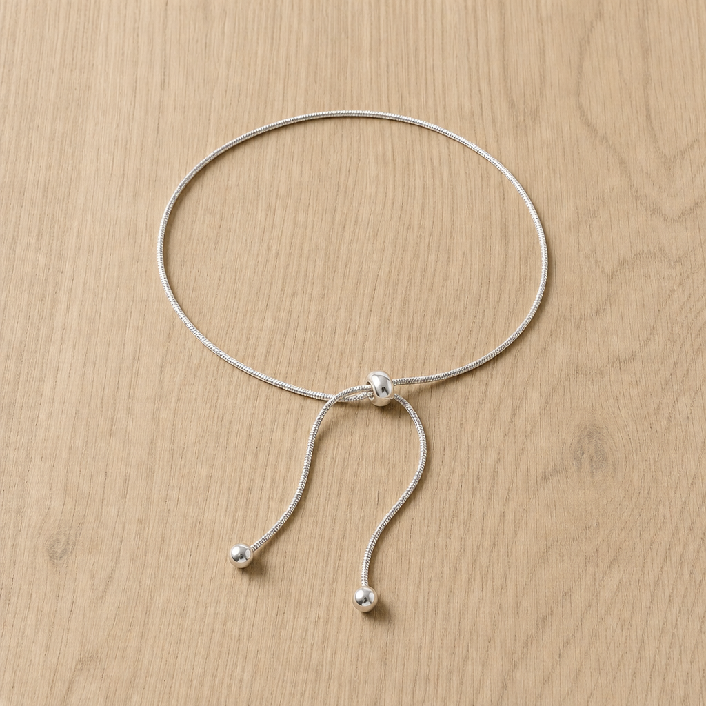Symi Adjustable Snake Chain Anklet in Silver
