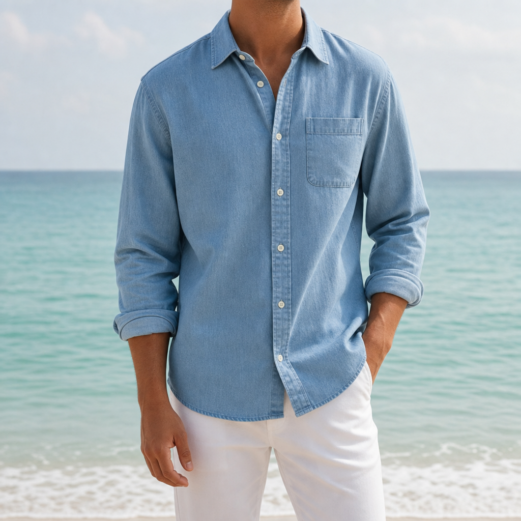 Bellagio Oxford Button-Up Shirt in Sky Blue