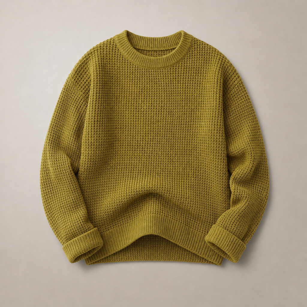 Corfu Waffle Knit Crewneck in Sunstone