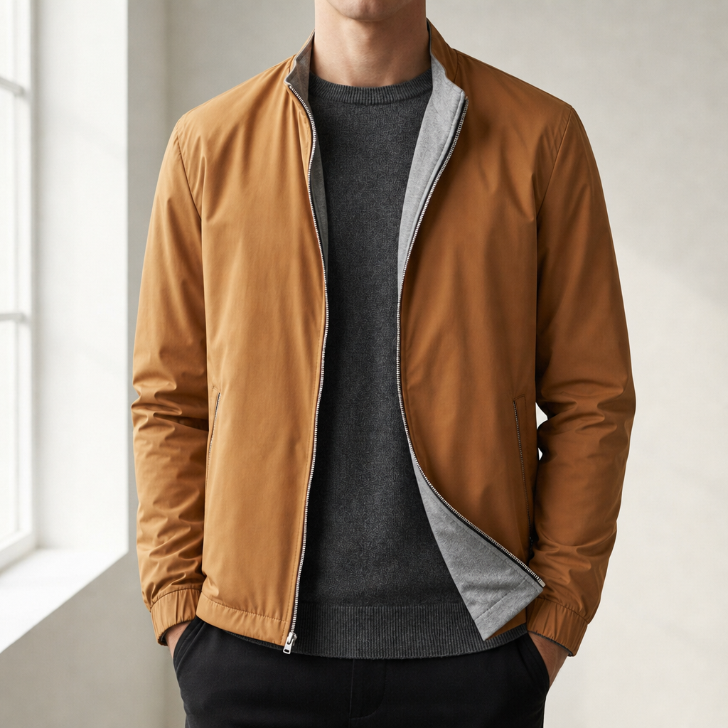 Caceres Reversible Bomber Jacket in Timber Brown
