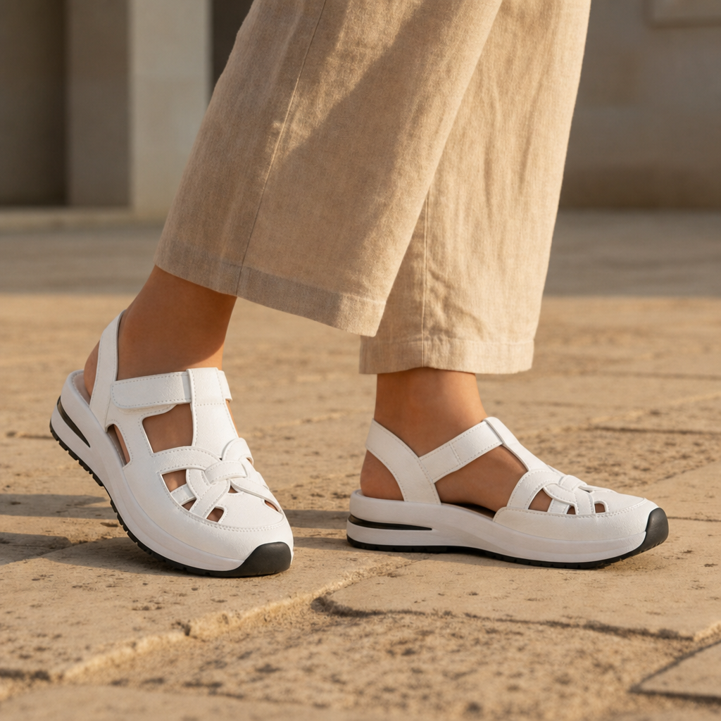 Lamego Orthopedic Platform Sandals in White