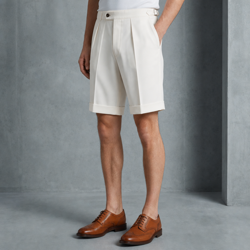 Ansouis Pleated Dress Shorts in White