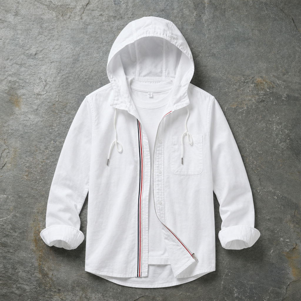 Sliema Cotton Hooded Shirt in White