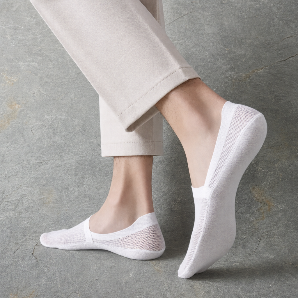 Sanremo Anti-Slip Mesh No-Show Socks in White