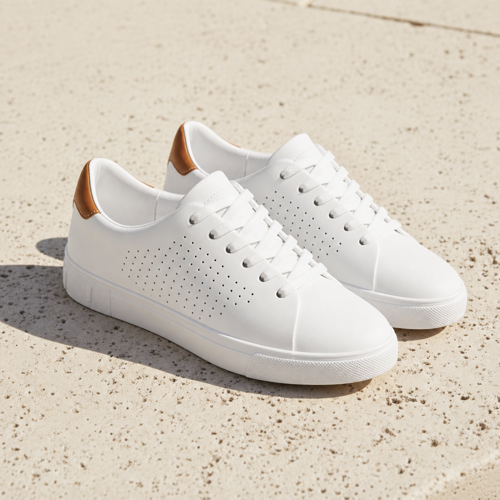 Lourmarin Perforated Low-Top Sneakers in White