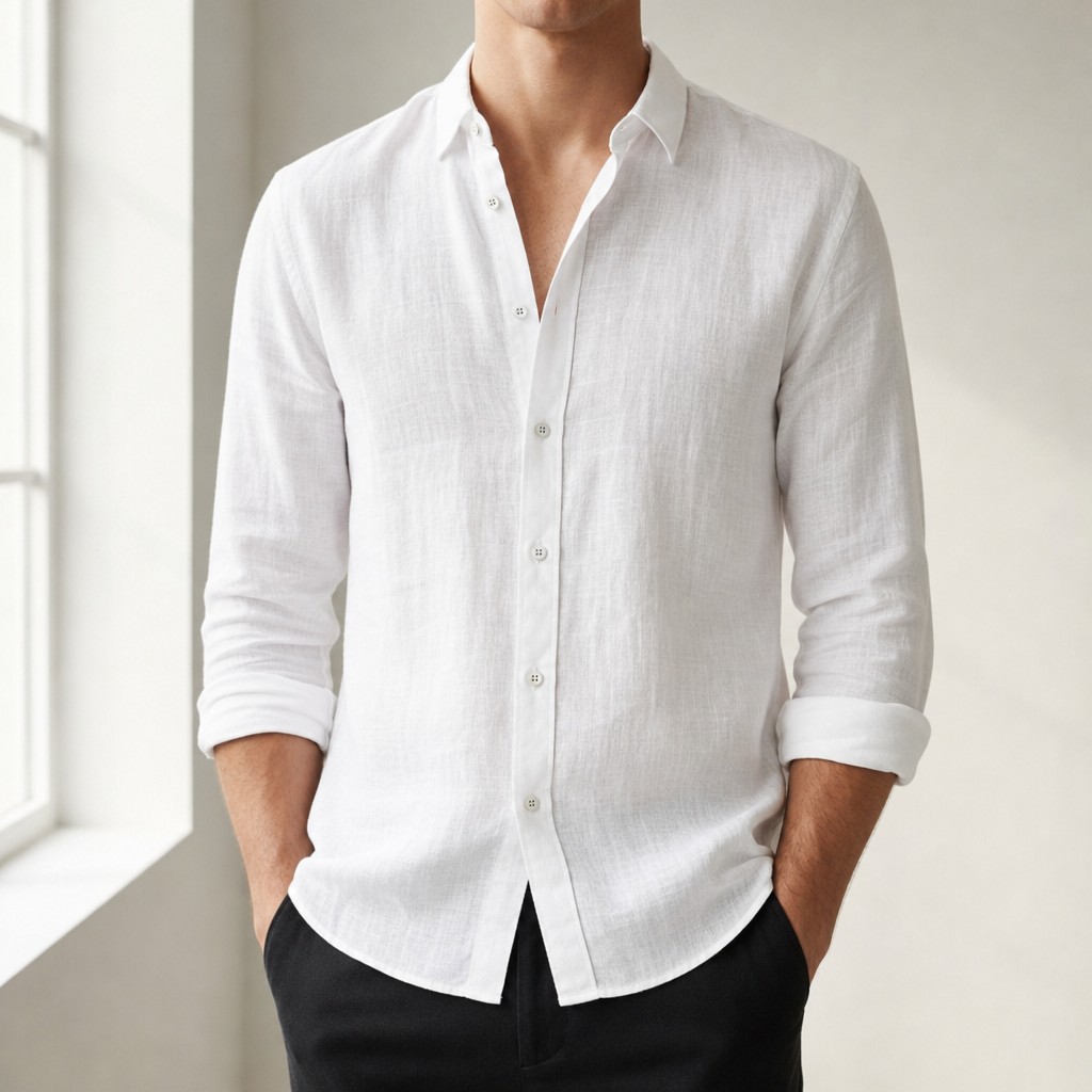 Dubrovnik Linen Button-Up Shirt in White