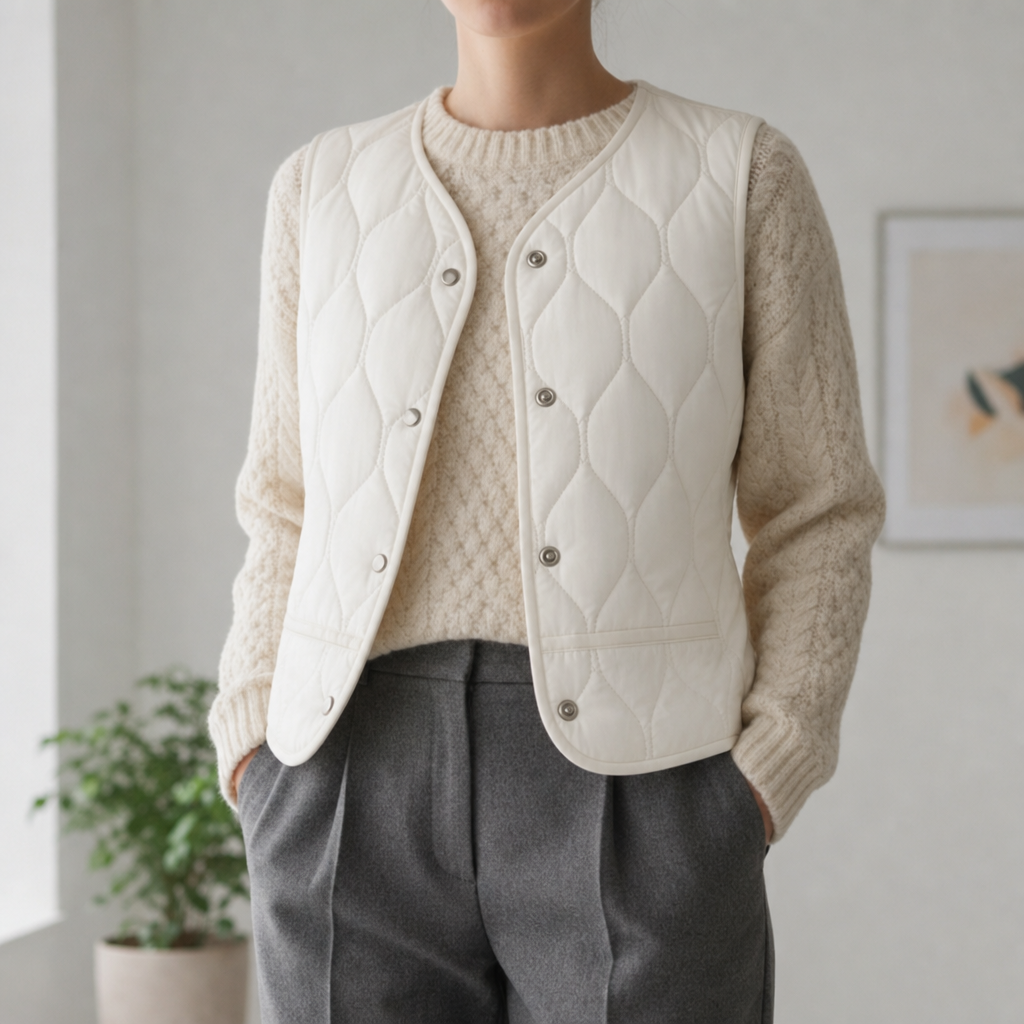 Rhodes Reversible Quilted Vest in White