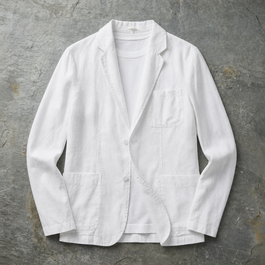 Braga Linen Blend Blazer in White