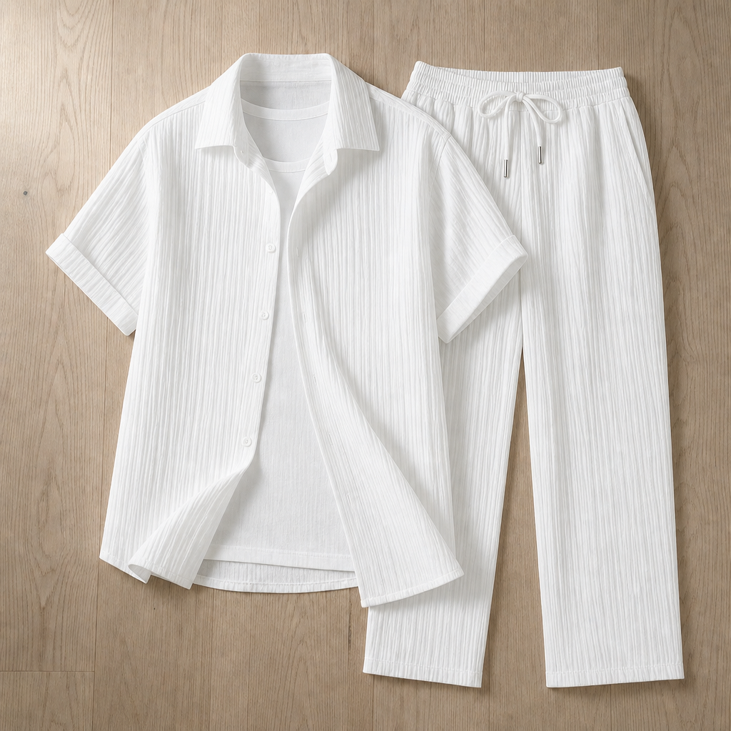 Perugia Textured Linen Co-Ord Set in White