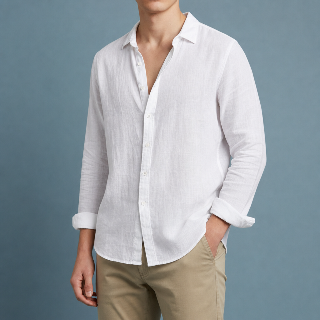 Fiesole Linen Button-Up Shirt in White