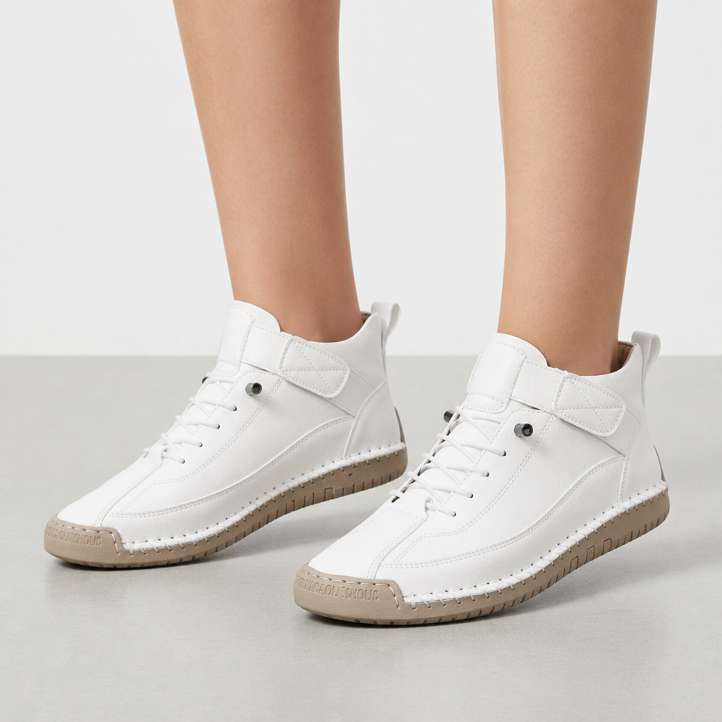 Granada Hand-Stitched Leather Sneakers in White