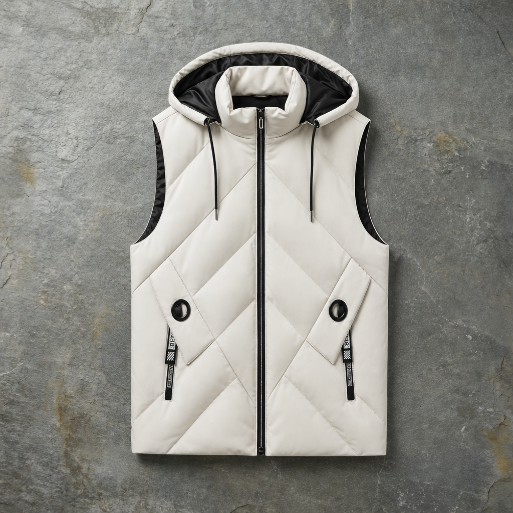 Soller Hooded Quilted Vest in White