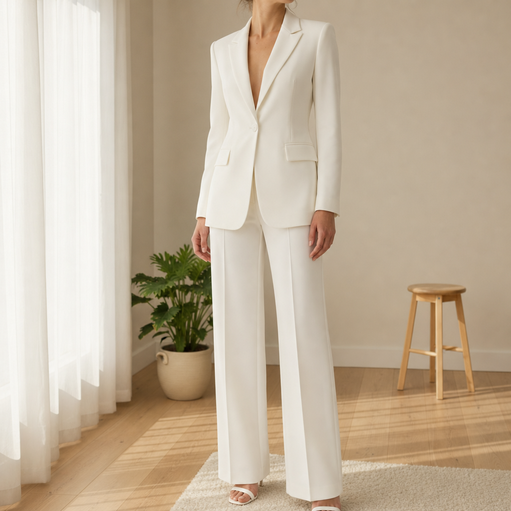 Monaco Tailored Blazer Trouser Set in White
